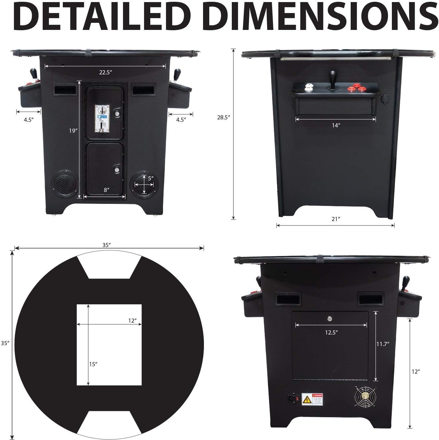 Creative Arcades Full Size Commercial Grade Cocktail Arcade Table Machine | 2 Player | 412 Games | 22 LCD Screen | Round Glass Top | 2 Sanwa Joysticks | 2 Stools Included | 3Year Warranty