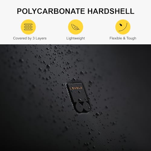 LEVEL8 Hard Shell Carry on Luggage Airline Approved, Carry-on Suitcases with Wheels, Lightweight Luminous Textured Hardside Travel Bag with Tsa Lock, 20 Inch, Black