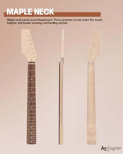 Leo Jaymz DIY Single Cut Electric Guitar Kits with Mahogany Body and Neck - Rosewood Fingerboard and All Components Included (LP Hollow)