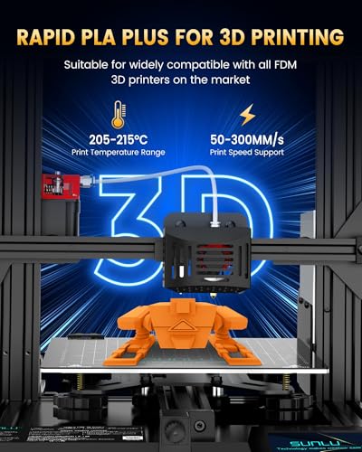 SUNLU PLA+2.0 3D Printer Filament Bundle, 4KG Upgrade PLA+ Filament 1.75mm, Tougher and Stronger, Dimensional Accuracy +/-0.02mm, 1KG per Spool, 4 Packs, Black