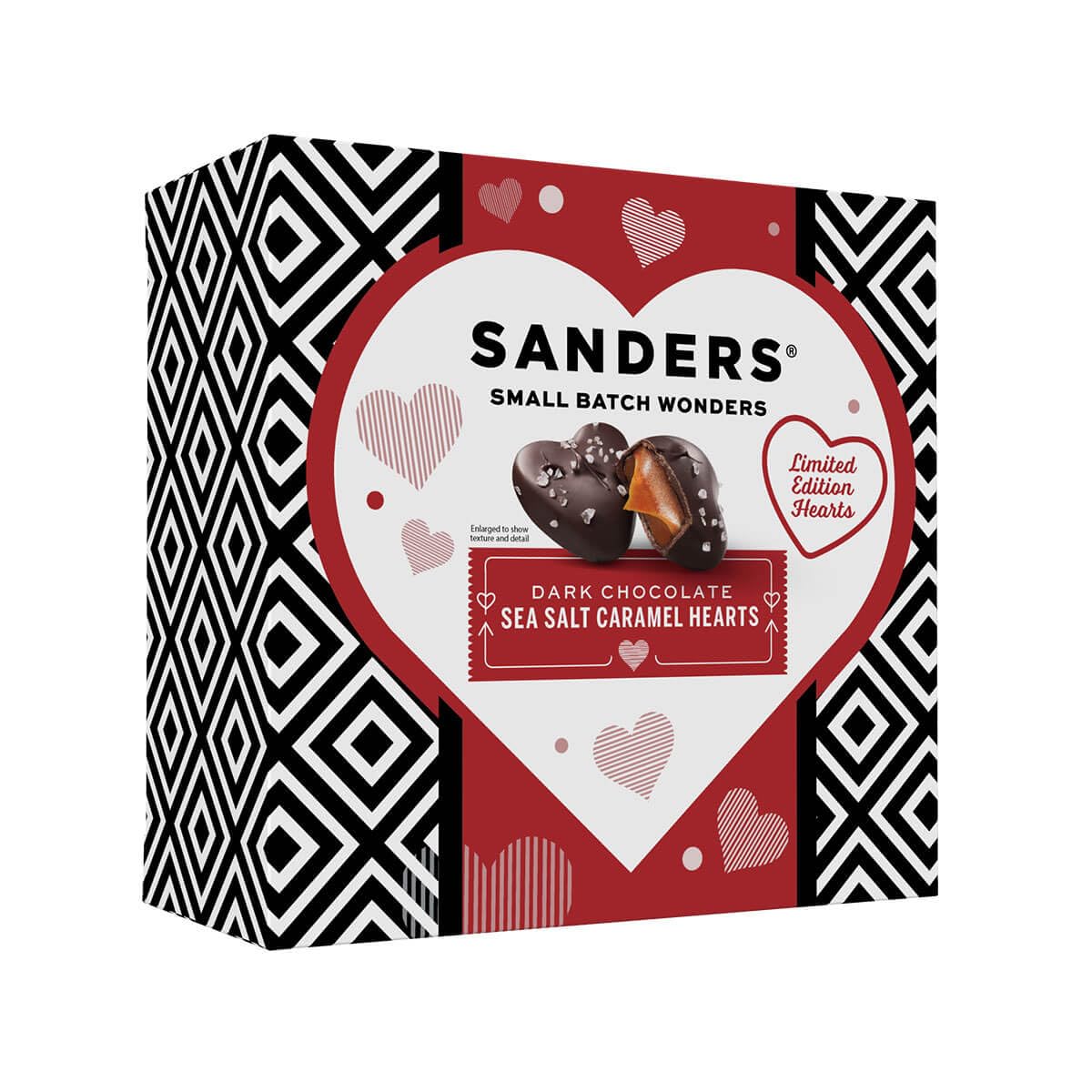 Sanders Dark Chocolate Sea Salt Caramel Hearts 7 oz Box Small Batch Wonders Limited Edition Valentines Day Heartss