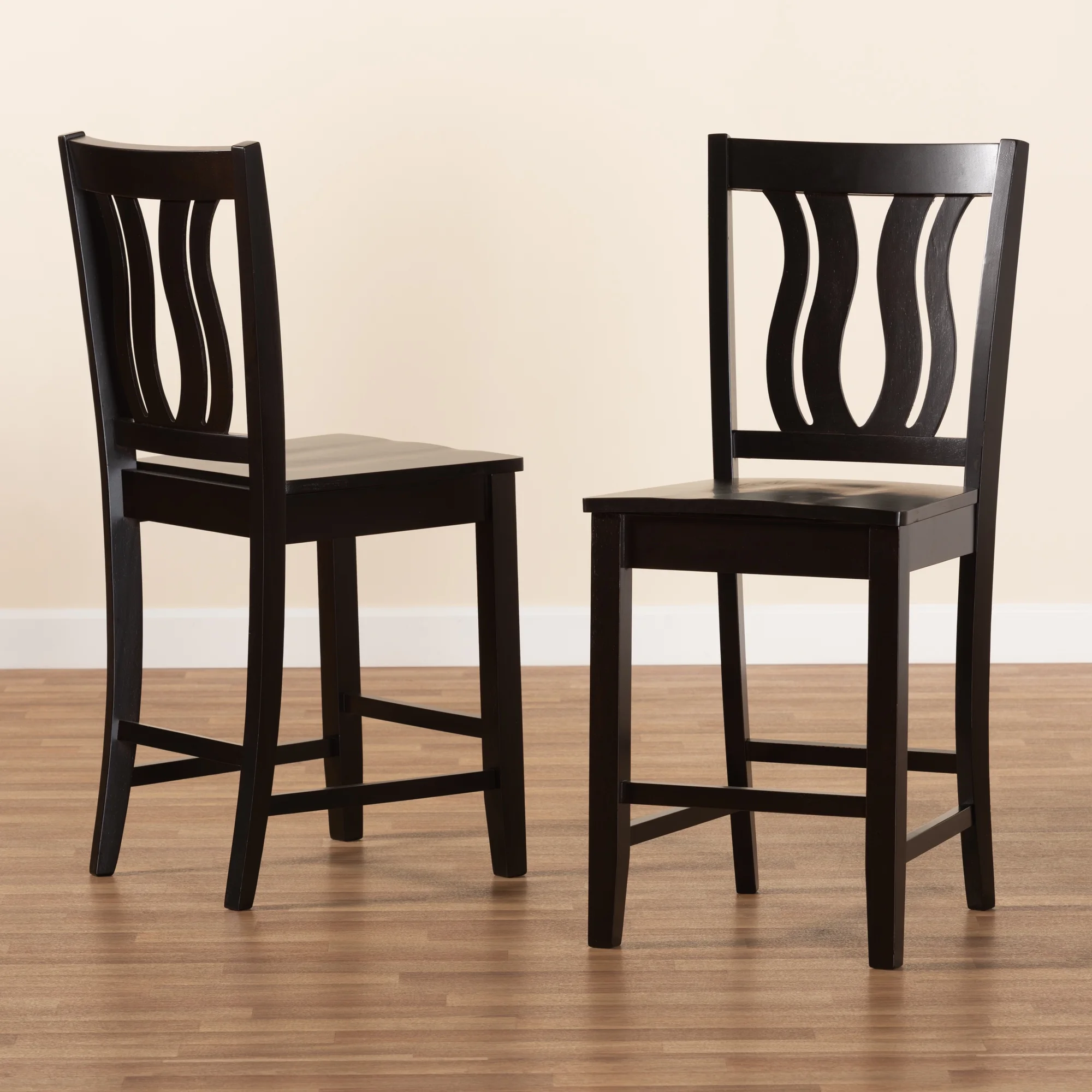 Baxton Studio Fenton Bar Stool, Dark Brown, Set of 2