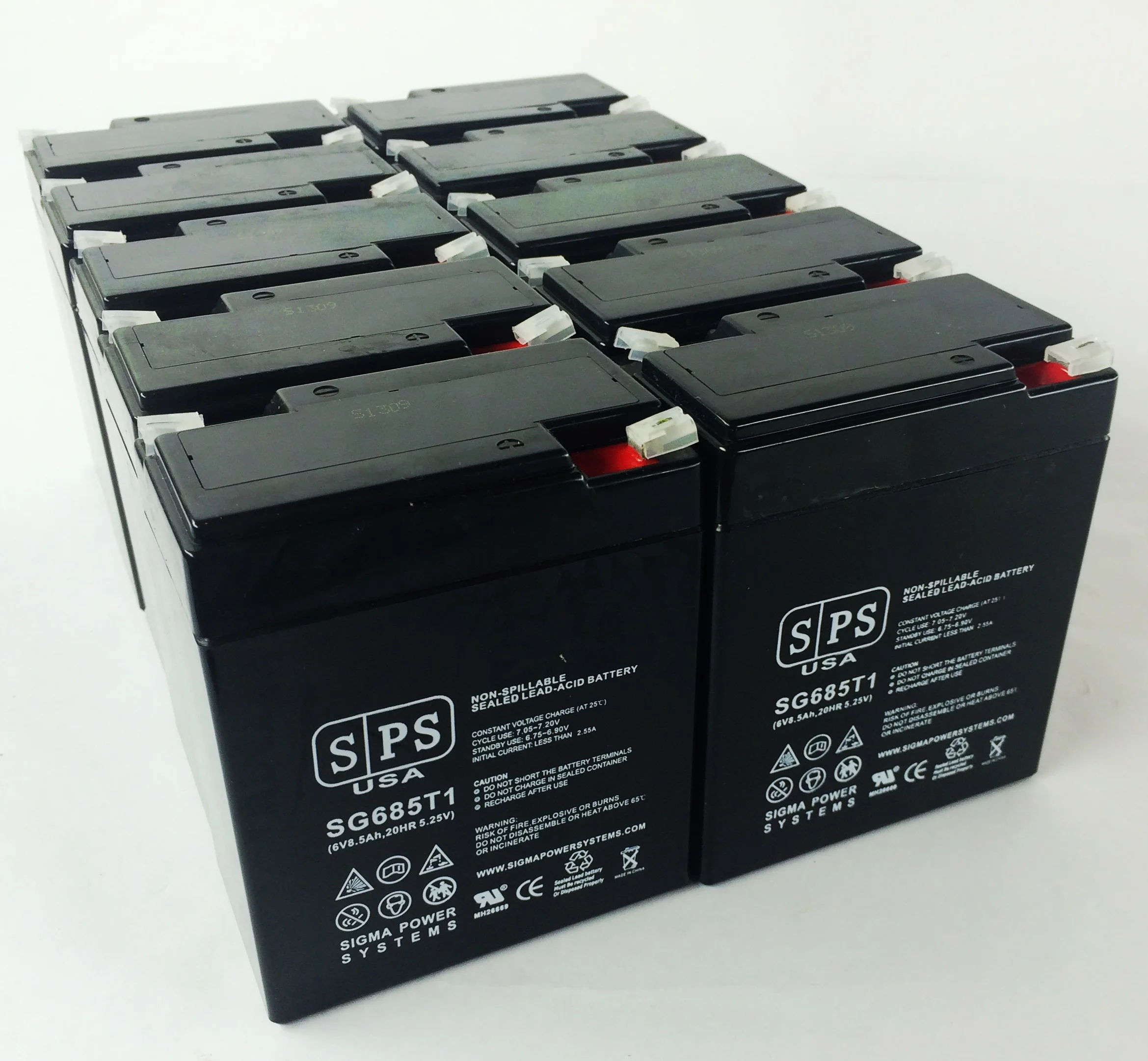 SPS Brand 6V 8.5Ah Replacement Battery (SG0685T1) for ELS BLH (10 pack)
