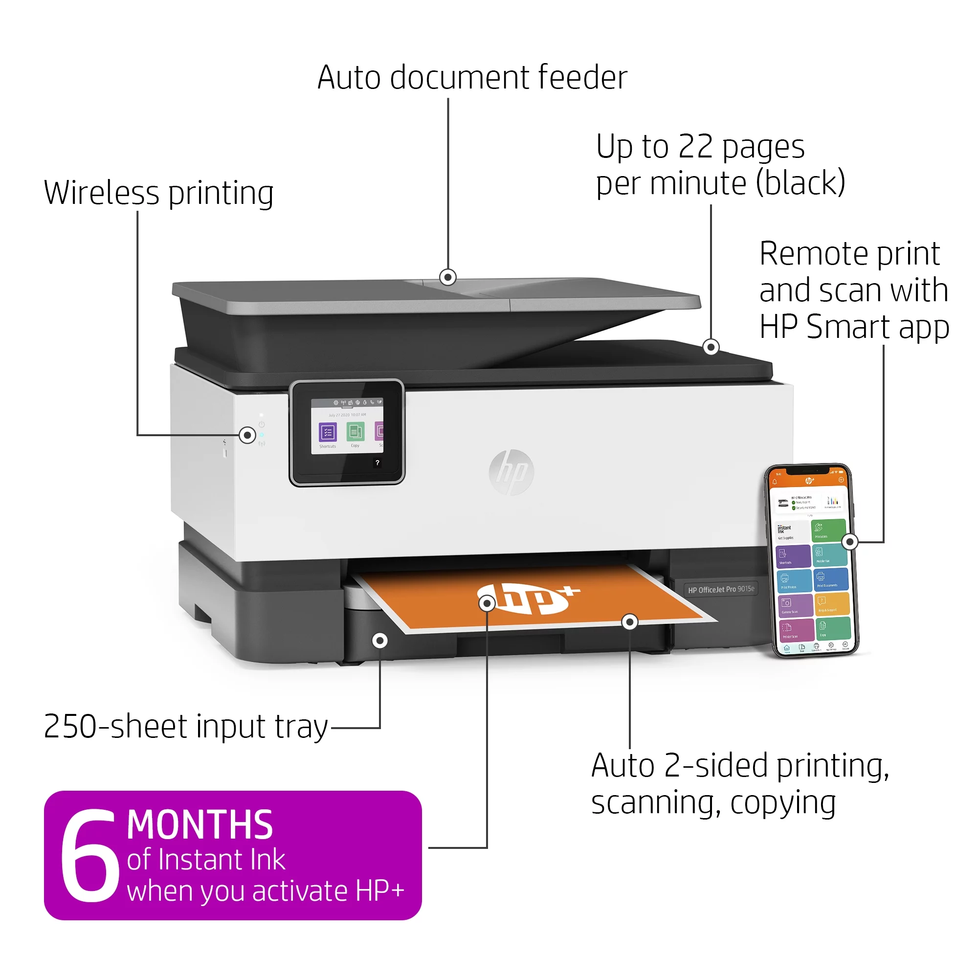 HP OfficeJet 9025e All-in-One Wireless Color Inkjet Printer - 6 months free Instant Ink with HP+