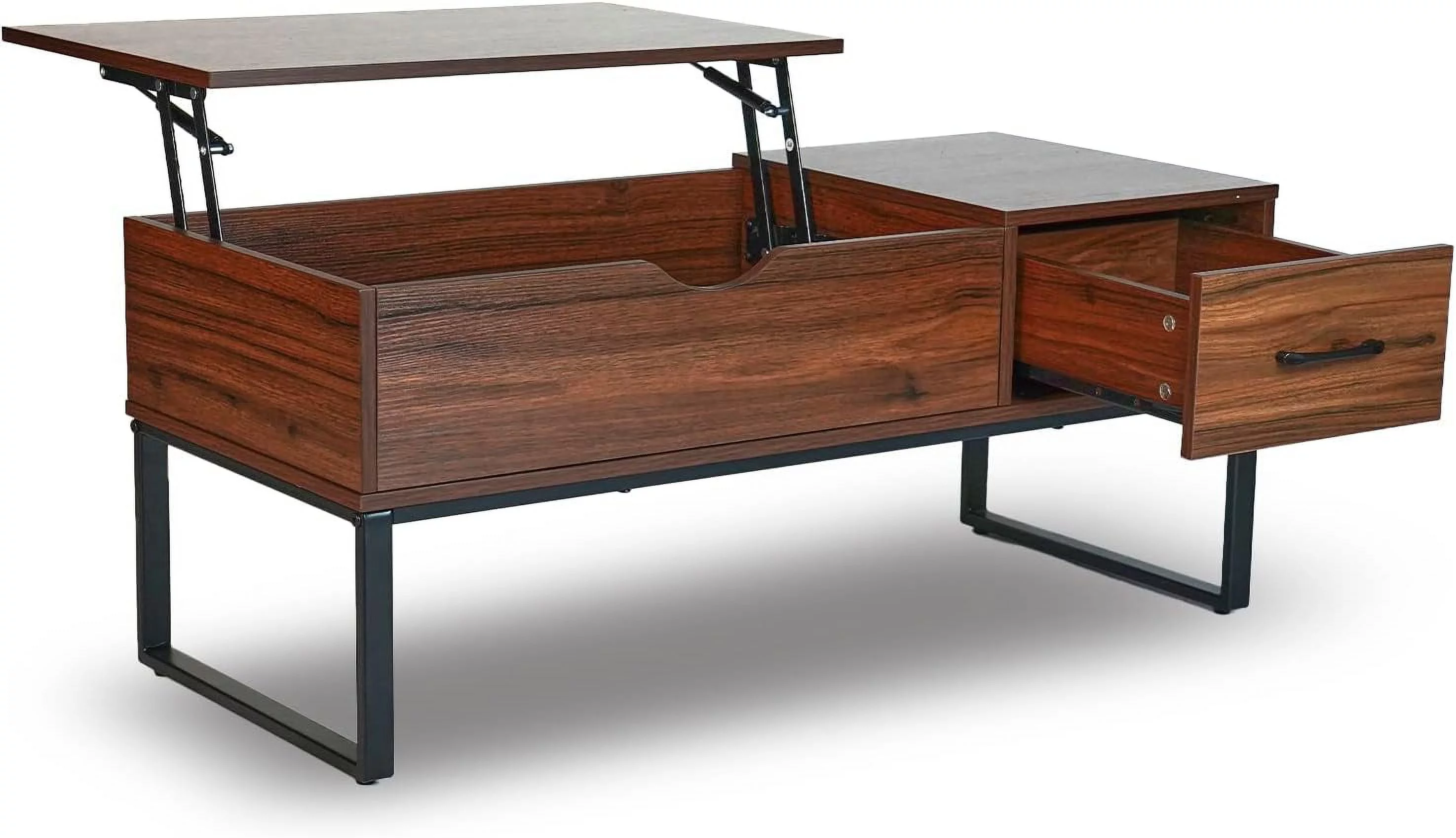 Coffee Table Coffee Table Lift Top with Drawer Hidden Compartment Adjustable Storage Shelf Wood Coffee Tables for Living Room Reception Room Office 41.7in L Brown
