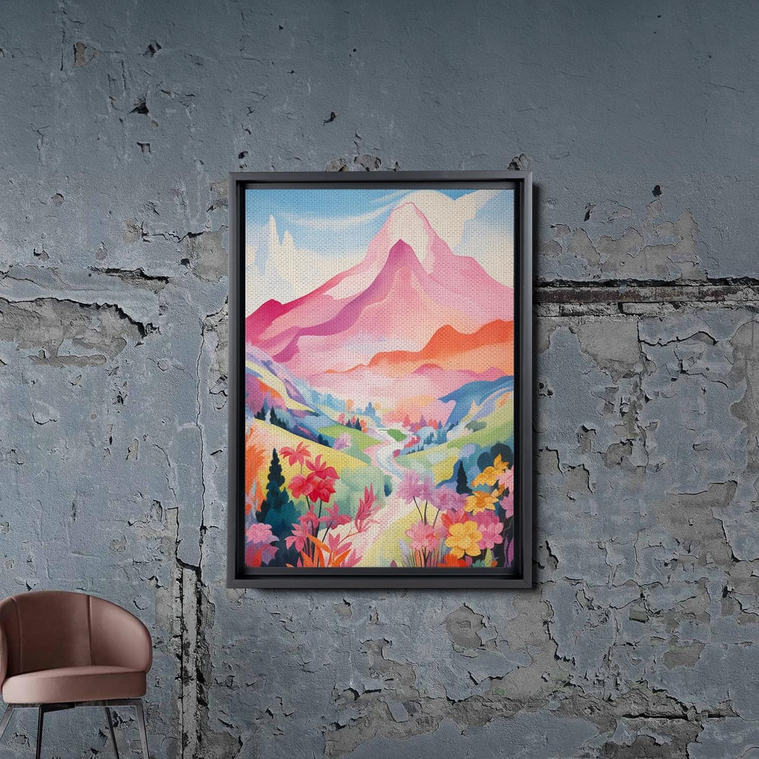 Vibrant Peaks, Abstract Mountain Wall Art, Colorful and Expressive Acrylic Art for Living Room, Captivating Abstract Scenery Art Print, Canvas Prints, Framed print, Print