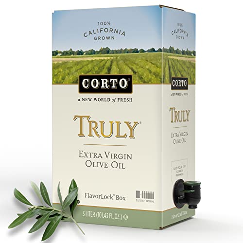 Corto TRULY® | 100% Extra Virgin Olive Oil | Floral Notes | Cold Extracted in State-of-the-Art Mill | Straight from Official Corto Olive Groves & Oil Producer | Oxygen-Free, Light Free FlavorLock Box