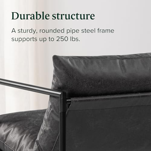 ZINUS Aidan Sling Accent Chair, Metal Framed Armchair with Shredded Foam Cushioning, Black