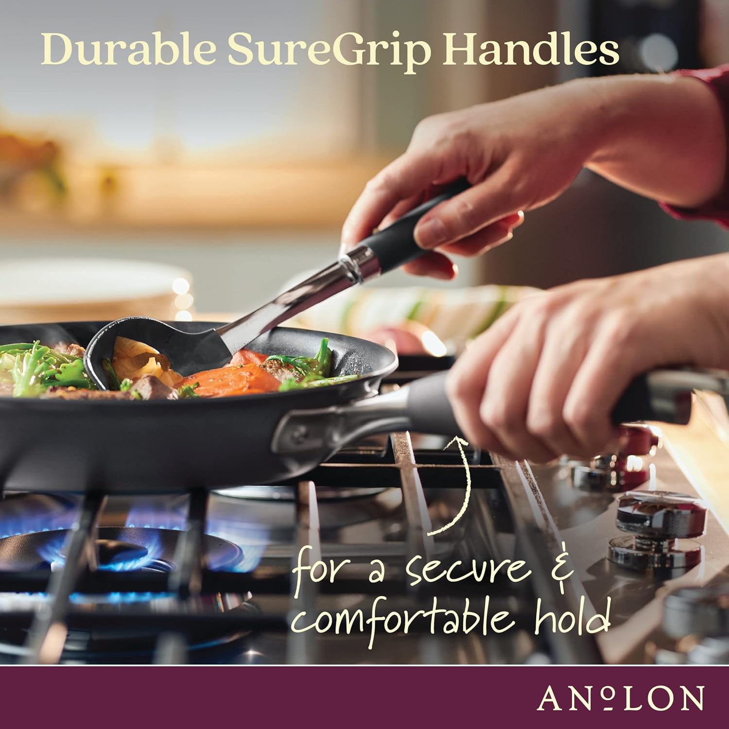 Anolon Advanced Home Hard-Anodized Nonstick Skillets (2 Piece Set- 10.25-Inch & 12.75-Inch, Moonstone)