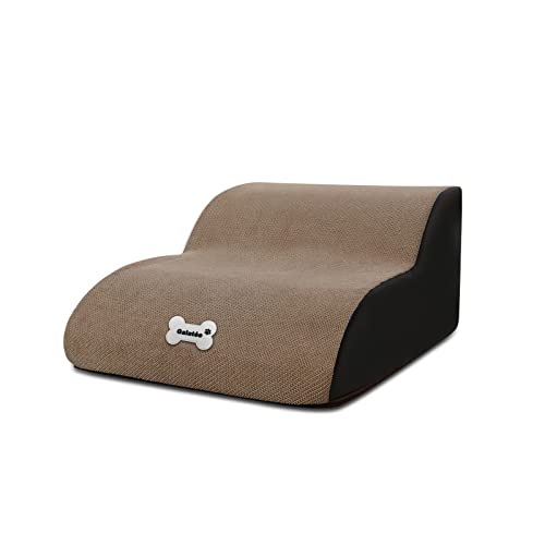 Pet Stairs, Washable & Zippered Cover Removable Pet Ramp, High Density Sponge Dog Stairs(2 Tiers Pet Stair, Black)