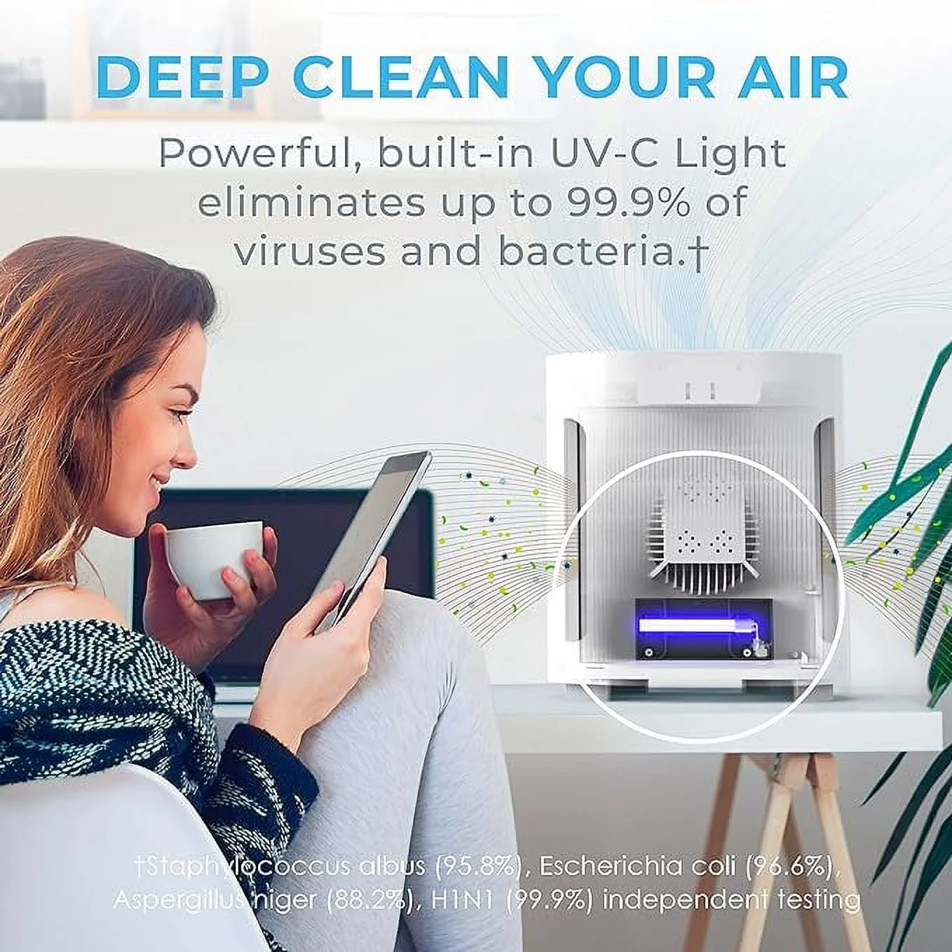 Open Box Pure Enrichment PureZone Air Purifier for Bedroom & Living Room PEAIRPLG - White
