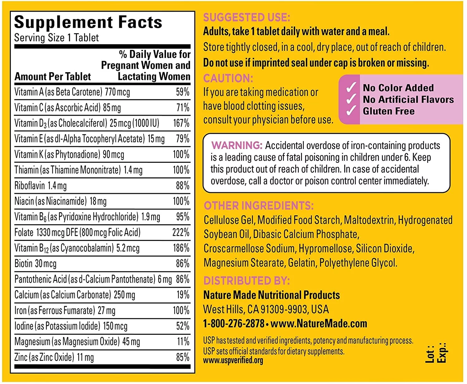 Nature Made Prenatal Multi Dietary Supplement , 90 Tablets ea (Pack of 2)