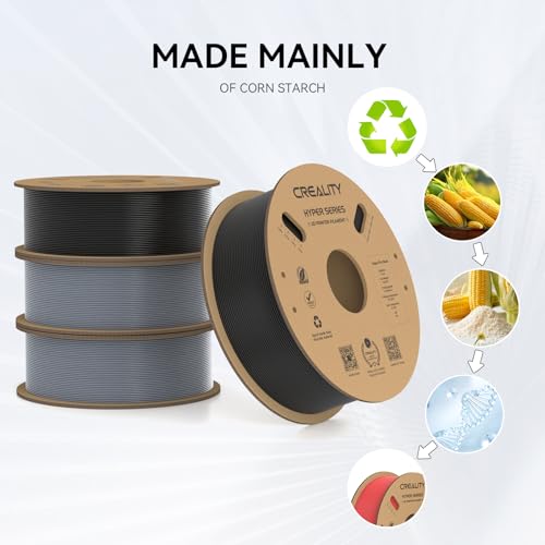 Creality Hyper PLA Filament 1.75mm, 30-600mm/s High Speed 3D Printer Filament, Dimensional Accuracy +/-0.02mm, Fit Most FDM 3D Printers, 4 Pack 1kg Spool(2.2lbs), Black & White