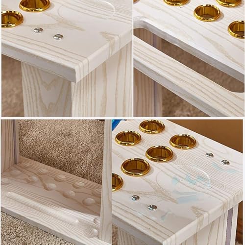 Deluxe Wooden Pool Cue Rack with Protection Ring - Holds 8/16 Cues, Billiard Cue Holder for Home Bar & Living Room, Stylish Storage Stand (Black/White)