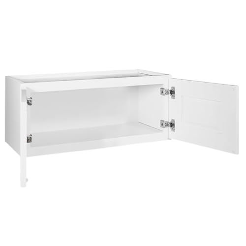 Brookings Shaker Unassembled Bridge Wall Kitchen Cabinet W3018, 30 W x 12 D x 18 H, Painted White with Sherwin Williams®, Solid Wood – Design House, 561662