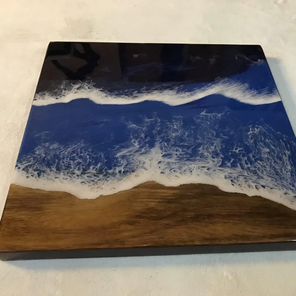 Epoxy Resin Natural Edge Decoration Wood End Coffee Table Blue Resin River End Handmade Crafts Table Hairpin Legs Room Decor Living Room Ornament Housewarming Gift (WWAAN15911A185)