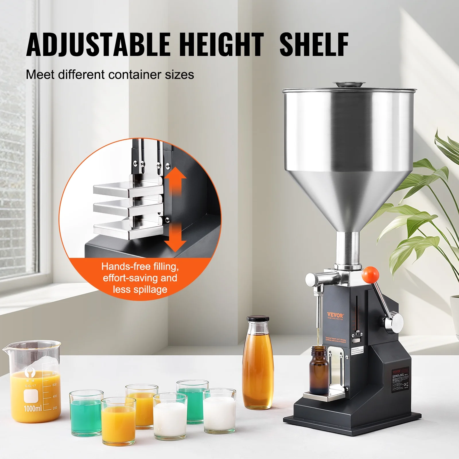 SKYSHALO Manual Liquid Filling Machine Oil Paste Bottle Filler 5-100ml Adjustable