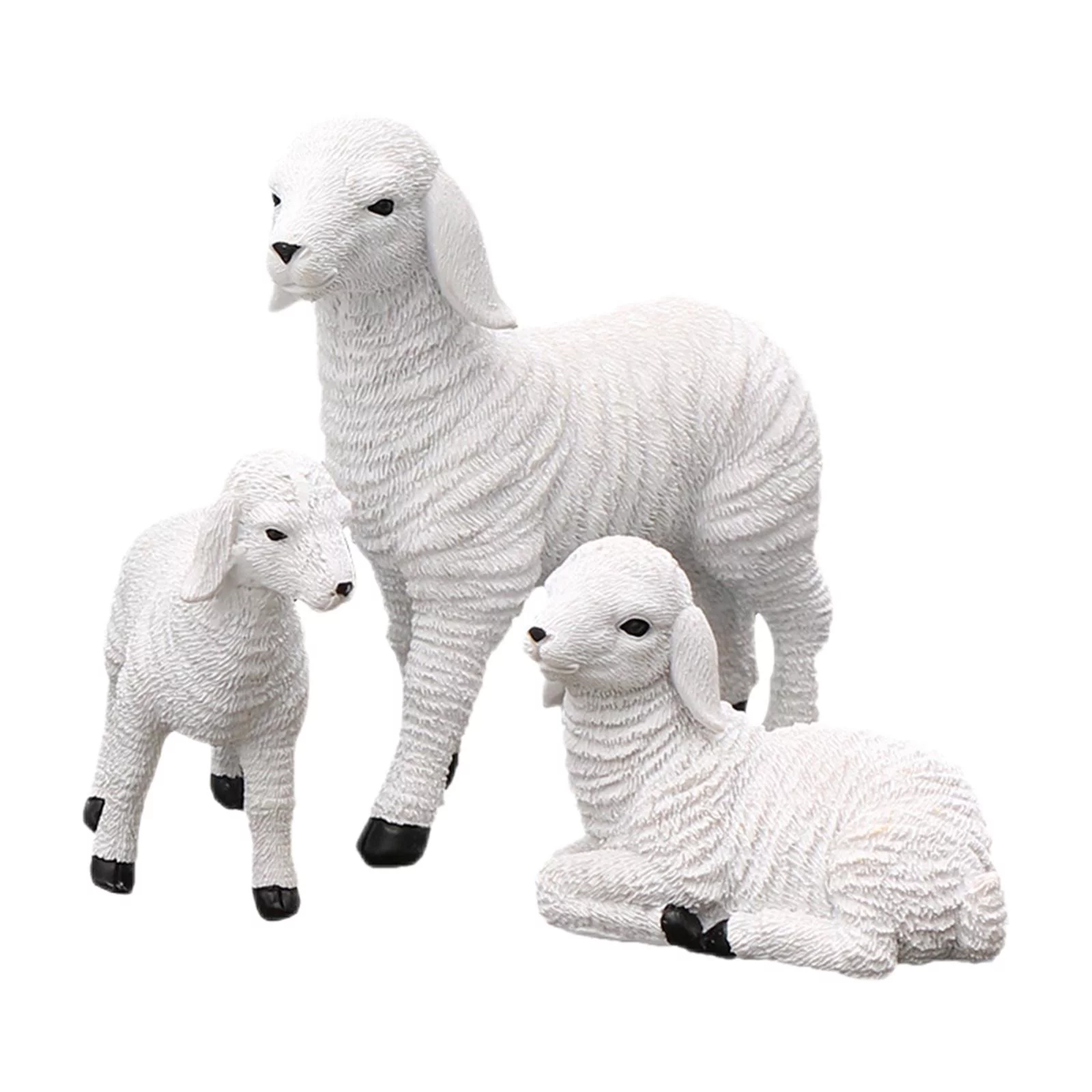 Set of 2 Resin Figurine Lamb Ornamental Decoration for The Yard