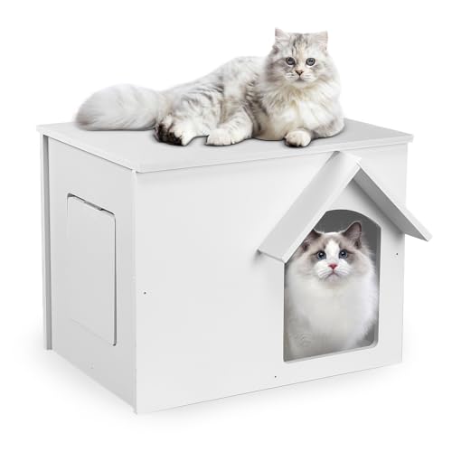 EARTHSON Outdoor Cat House, Feral Cat Shelter, Stray Cat Condo Waterproof and Insulated cat House with Escape Door