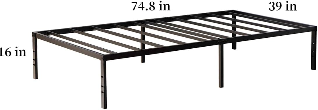 Twin XL Metal Platform Bed Frame,Heavy Duty Metal Platform Bed Frames with Storage Space Under Frame, Sturdy Steel Slat Support,No Box Spring Needed,Easy Assembly, Noise Free,Black