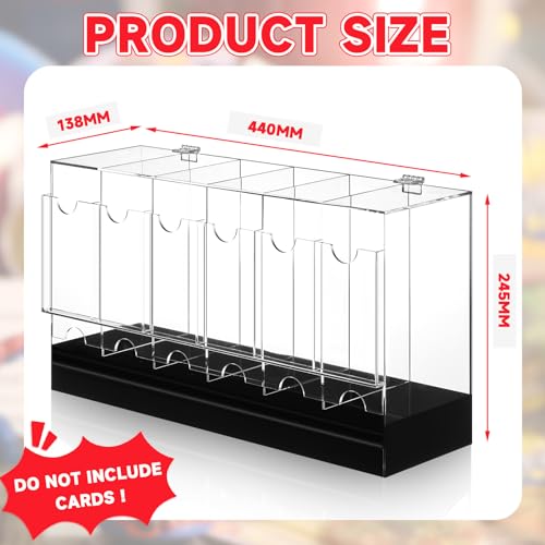 6 Slots Acrylic Booster Pack Dispenser with Black Base, Card Dispenser Storage and Organizer, for Trading Card, Booster Packs, Sports & More
