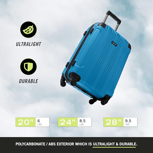 Kenneth Cole REACTION Out of Bounds Lightweight Hardshell 4-Wheel Spinner Luggage, Cobalt Blue, 20-Inch Carry On