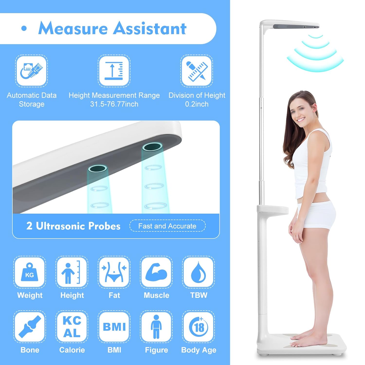 Medical Digital Scales for Body Weight and Height Multifunctional Physician Scale Professional Doctor Office Scale 440Lbs Capacity Display Weight, Height, Obesity Value, BMI