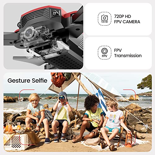 DEERC D20 Mini Drone for Kids with 720P HD FPV Camera Remote Control Toys Gifts for Boys Girls with Altitude Hold, Headless Mode, One Key Start Speed Adjustment, 3D Flips 2 Batteries, Silver