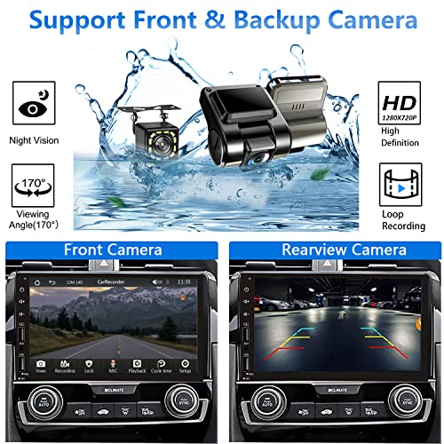 Leadfan Double Din Car Stereo Radio Support Apple Carplay&Android Auto, 7inch HD Touchscreen Double Din Radio with Bluetooth, Car Audio Receivers, Camera, MirrorLink, FM Radio, 2 USB/TF/AUX/Subwoofer