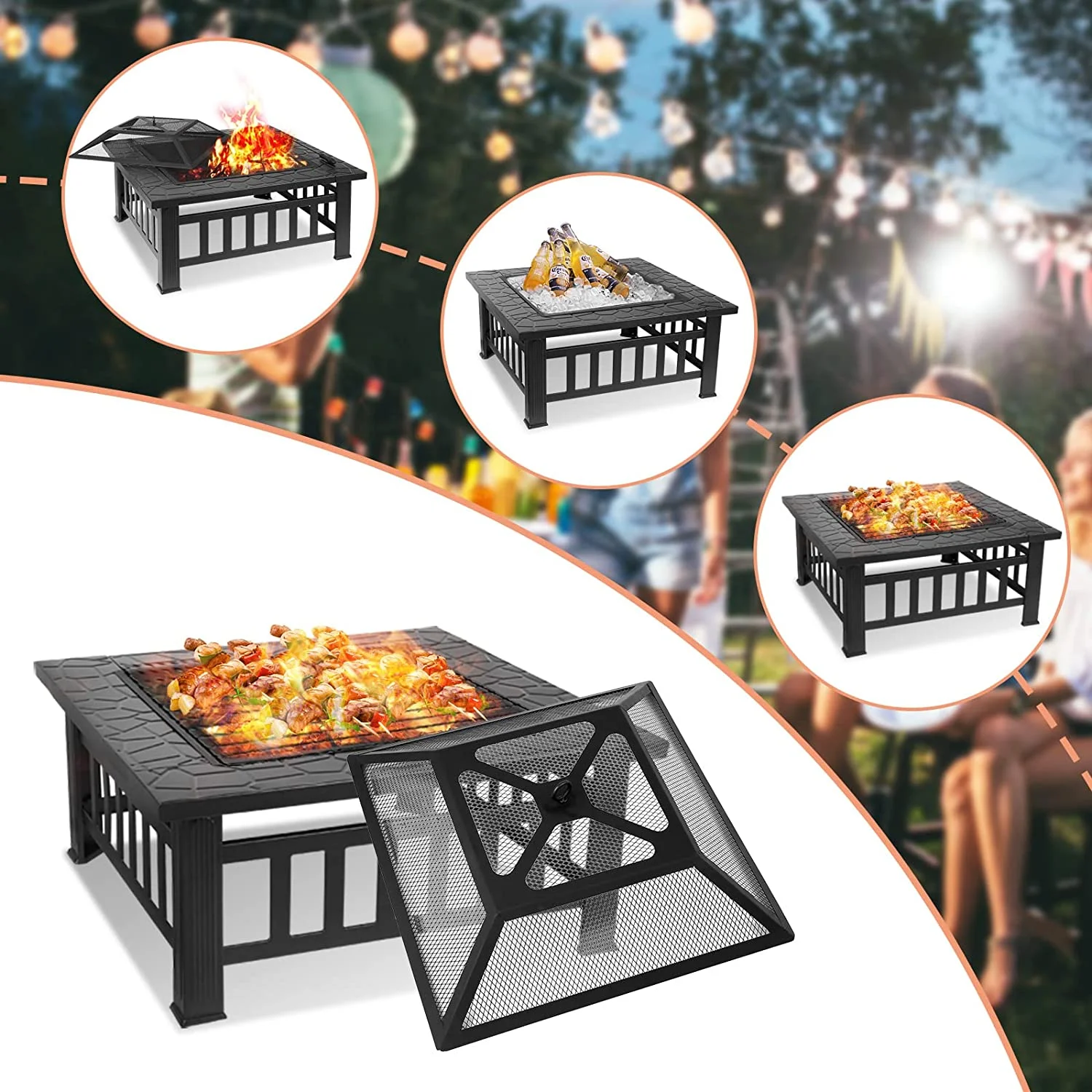 Arlopu Metal Fire Pits for Outside, 32