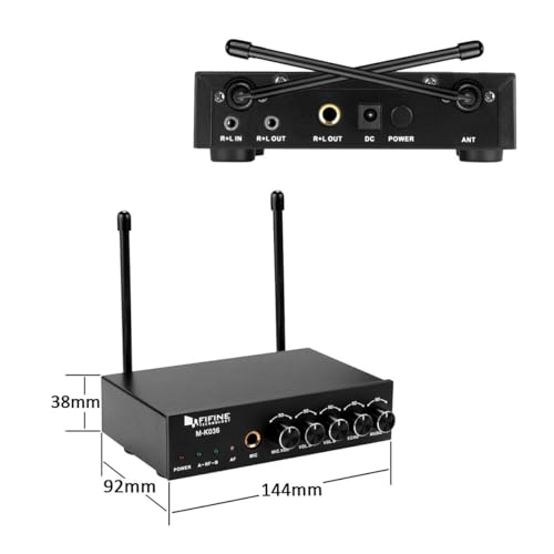 FIFINE UHF Dual Channel Wireless Handheld Microphone, Easy-to-use Karaoke Wireless Microphone System-K036
