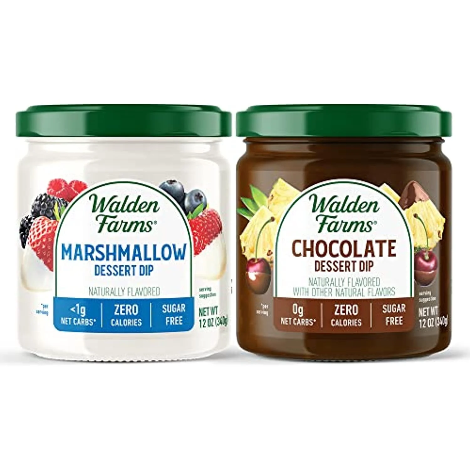 Walden Farms Variety Dipping Set, Sugar And Calorie Free, Non-Dairy, Keto And Vegan Friendly, Chocolate And Marshmallow Dip, 12-Oz Jars, 2 Pack