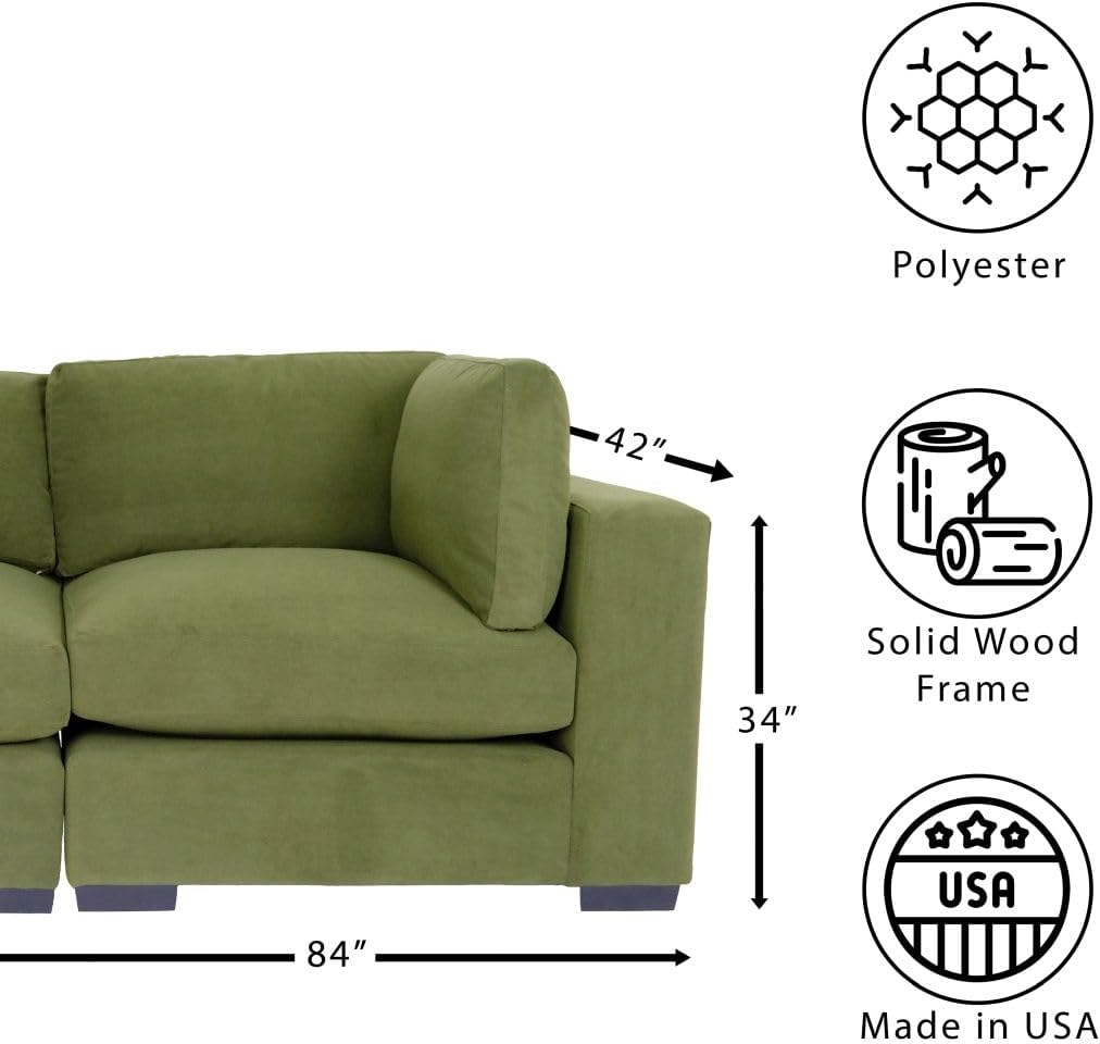 Forest Green Loveseat Sofa for Living Room, Modern Décor Love Seat Mini Small Couches for Small Spaces and Bedroom with Solid Wood Frame (Polyester)