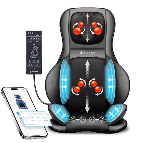 COMFIER Shiatsu Neck Back Massager with Heat, 2D ro 3D Kneading Massage Chair Pad, Adjustable Neck Massage,Seat Massager for Full Body Relaxation, Christmas Gifts for Dad Mom Women Men,Dark Gray