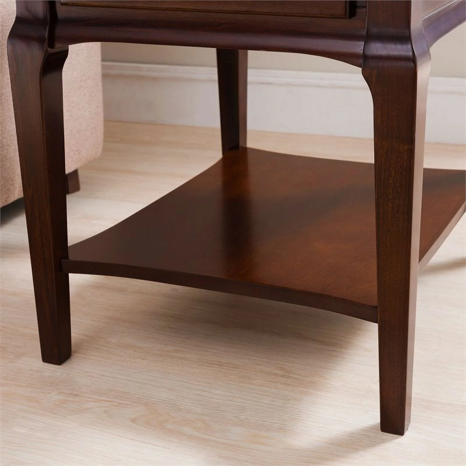 Home Square 2-Piece Furniture Drawer End Table Set in Heartwood Cherry