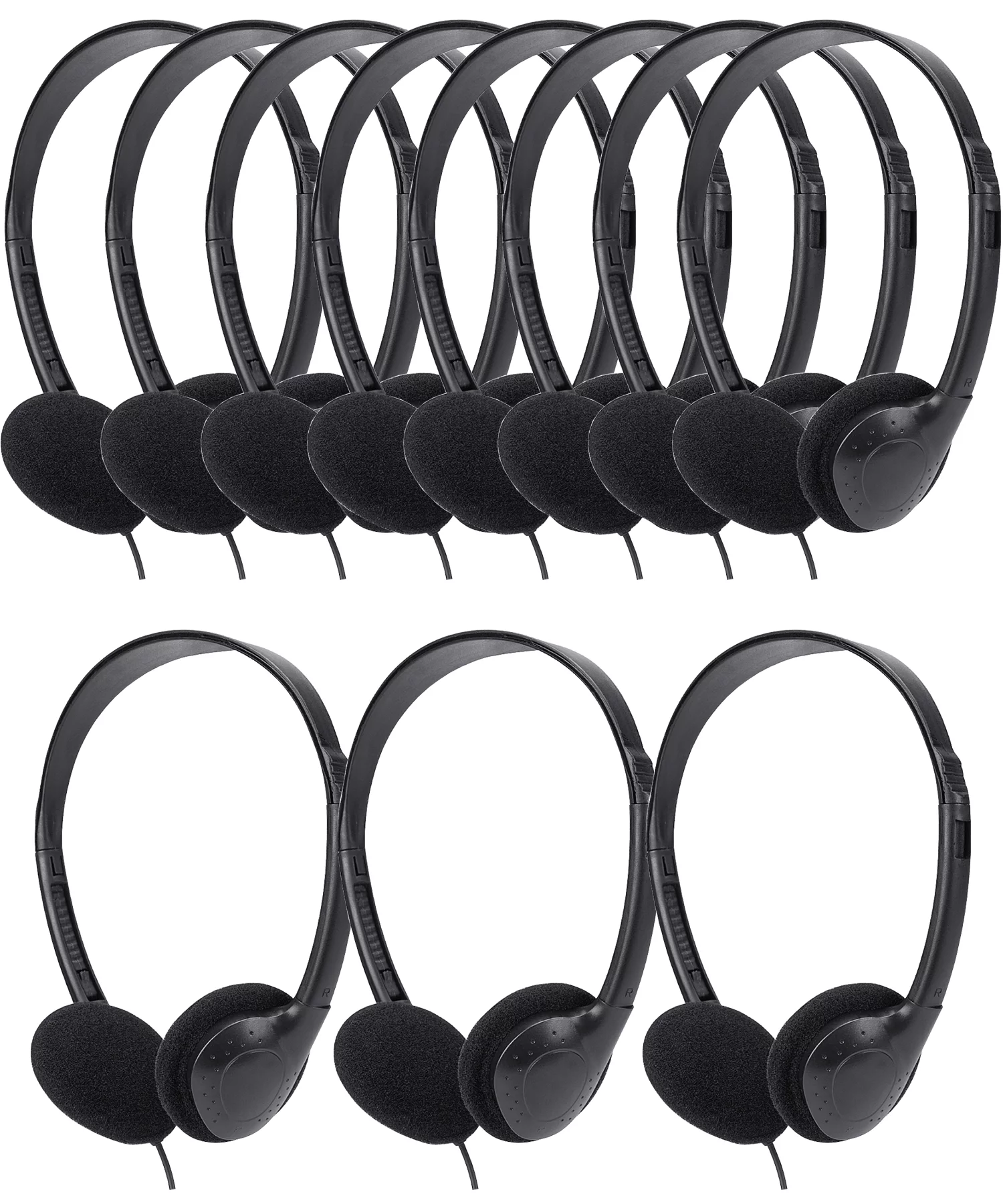 24 Packs Headphones Bulk Classrooms Students Wired Earphones Class Set for School Durable Individually Wrapped for Airplanes Travel (Black)