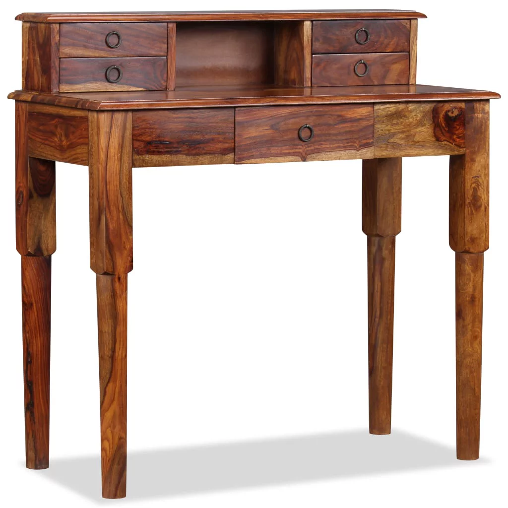 Dcenta Writing Desk with 5 Drawers Solid Sheesham Wood 35.4