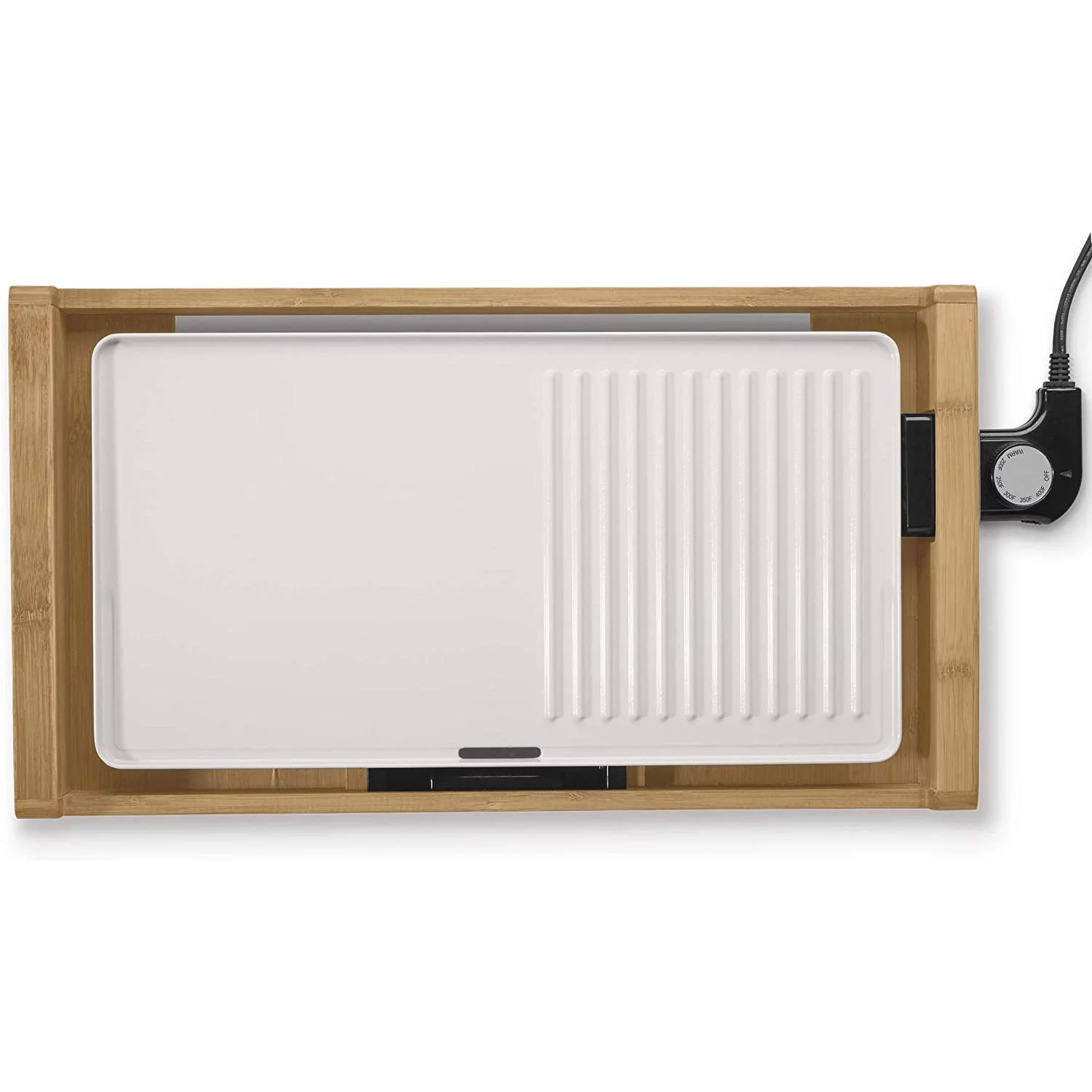 Goodful Cuisinart Bamboo Home Kitchen Countertop Full Grill and Griddle, White