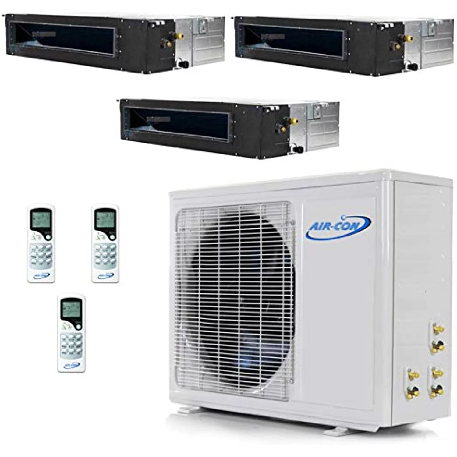 Multi Zone Mini Split Ductless Air Conditioner Tri 3 Zone 12000 12000 12000 Pre-Charged Inverter Compressor Slim Duct US Parts and Tech Support
