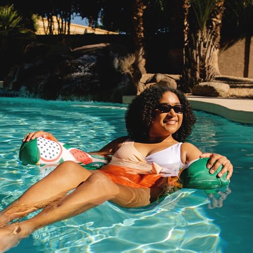 Big Joe Noodle Sling, No Inflation Needed, Pool Float with Armrests, Quick Draining Fabric, Cup Holder