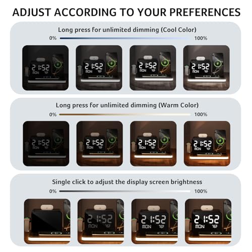 acer 7-in-1 Wireless Charging Station with Adjustable Brightness Night Light, Compatible with iPhone 16/15/14/13/12 All Series, Android Phones, AirPods, and iWatch, Fast Charger with Time Display