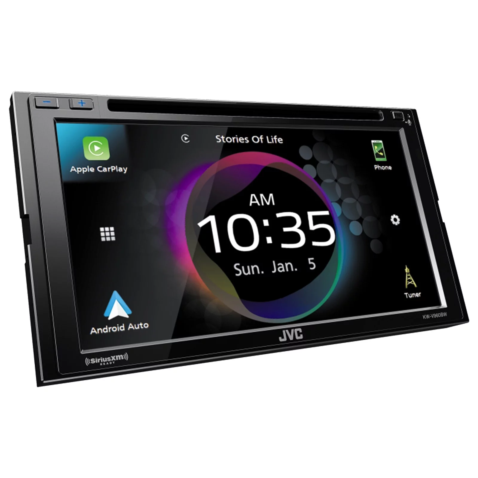 JVC KW-V960BW Double DIN AM/FM Radio Dual USB Bluetooth CD/DVD Player Car Receiver Bundle Combo with 4x 6.75