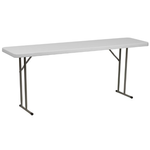 Flash Furniture Kathryn 6' Plastic Folding Training and Event Table, Rectangular Folding Training Table with 220-lb. Static Weight Capacity, White