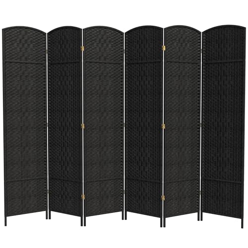Red Lantern 7 ft. Tall Diamond Weave Dark Beige-6 Panels Room Divider