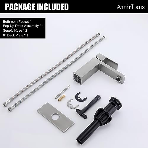 Brushed Gold Vessel Sink Faucet - Tall Single Hole Bathroom Faucet with Pop Up Drain, AML-11411-BG