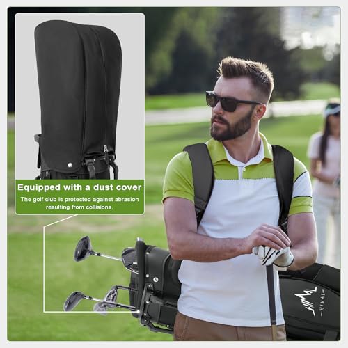 Lightweight Golf Stand Bag with 5 Way Full-Length Dividers, Semi-Concealed Stand, Folding Base, Adjustable Dual Straps and 8 Pockets
