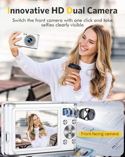 Digital Camera FHD 4K Vlogging Camera with Autofocus Dual Lens 48MP 16X Digital Zoom 2.8