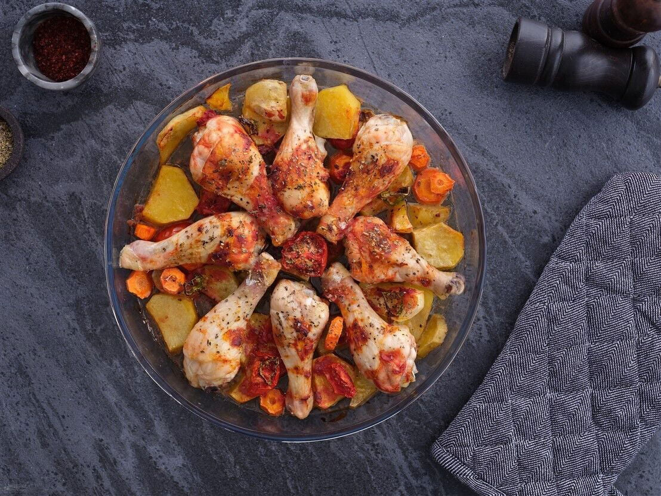 Nily Glass-Set of 2 Large Oven Safe Round Glass Baking Dish(2.1 and 2.9 Quarts)