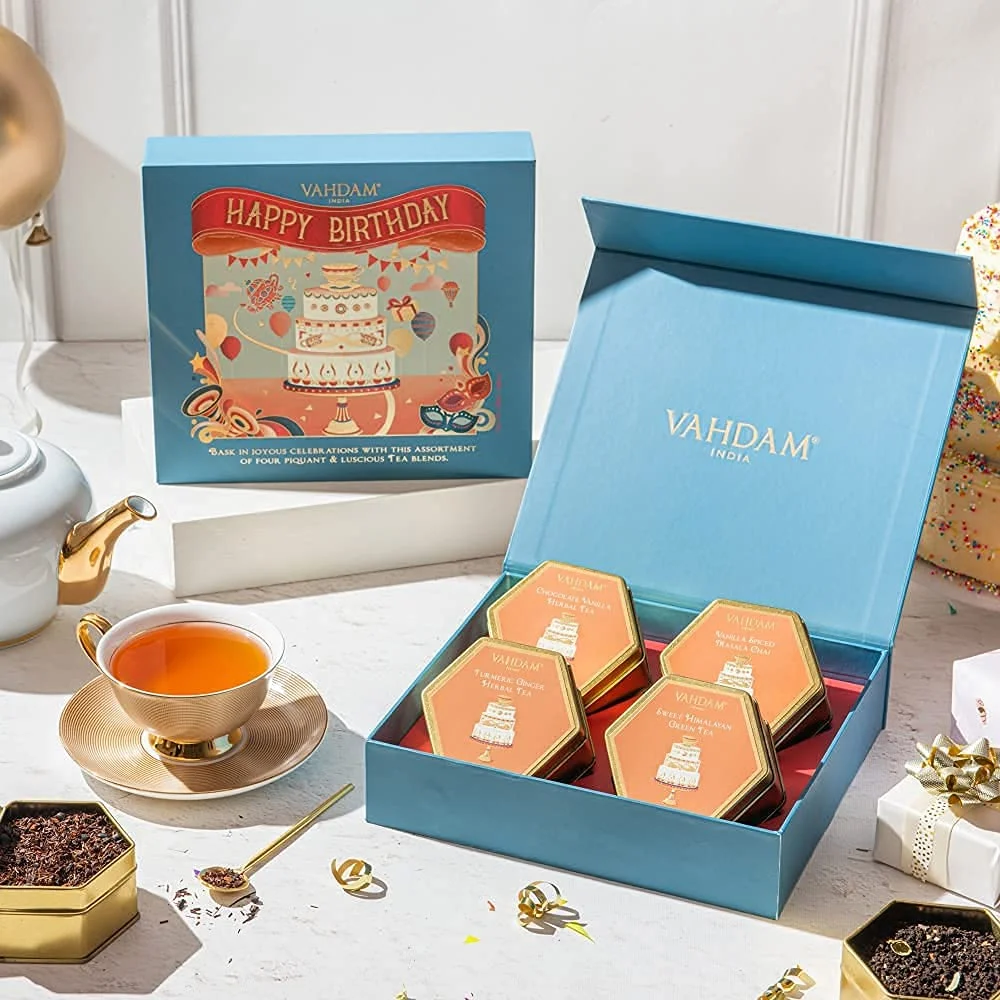 VAHDAM Birthday Gift Set, 4 Flavors, Premium Tea Gift Set