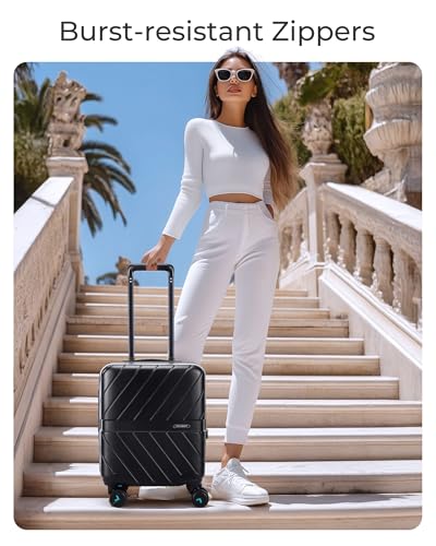 BAGSMART Carry On Luggage 22x14x9 Airline Approved With TSA Lock, 1OO% Polycarbonate Hardside Luggage with Spinner Wheels, Durable Hard Shell Carry On Suitcase 20 inch Black